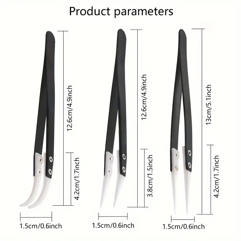 Isolation Tweezer Curved - Seramik antistatik cımbız, endüstriyel paslanmaz çelik