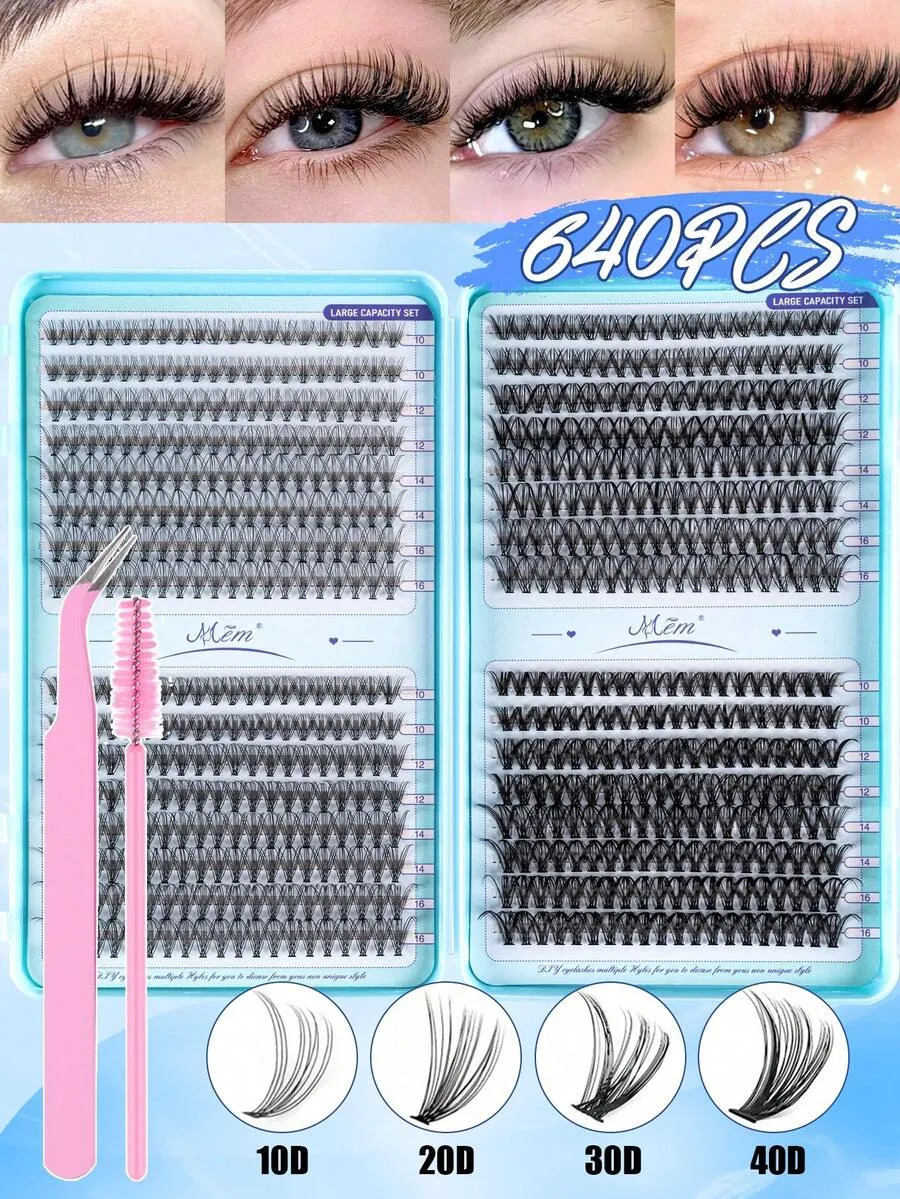 Eyelash Extension Volume - 640 adet Karışık 10D-60D Kirpik Demetleri,